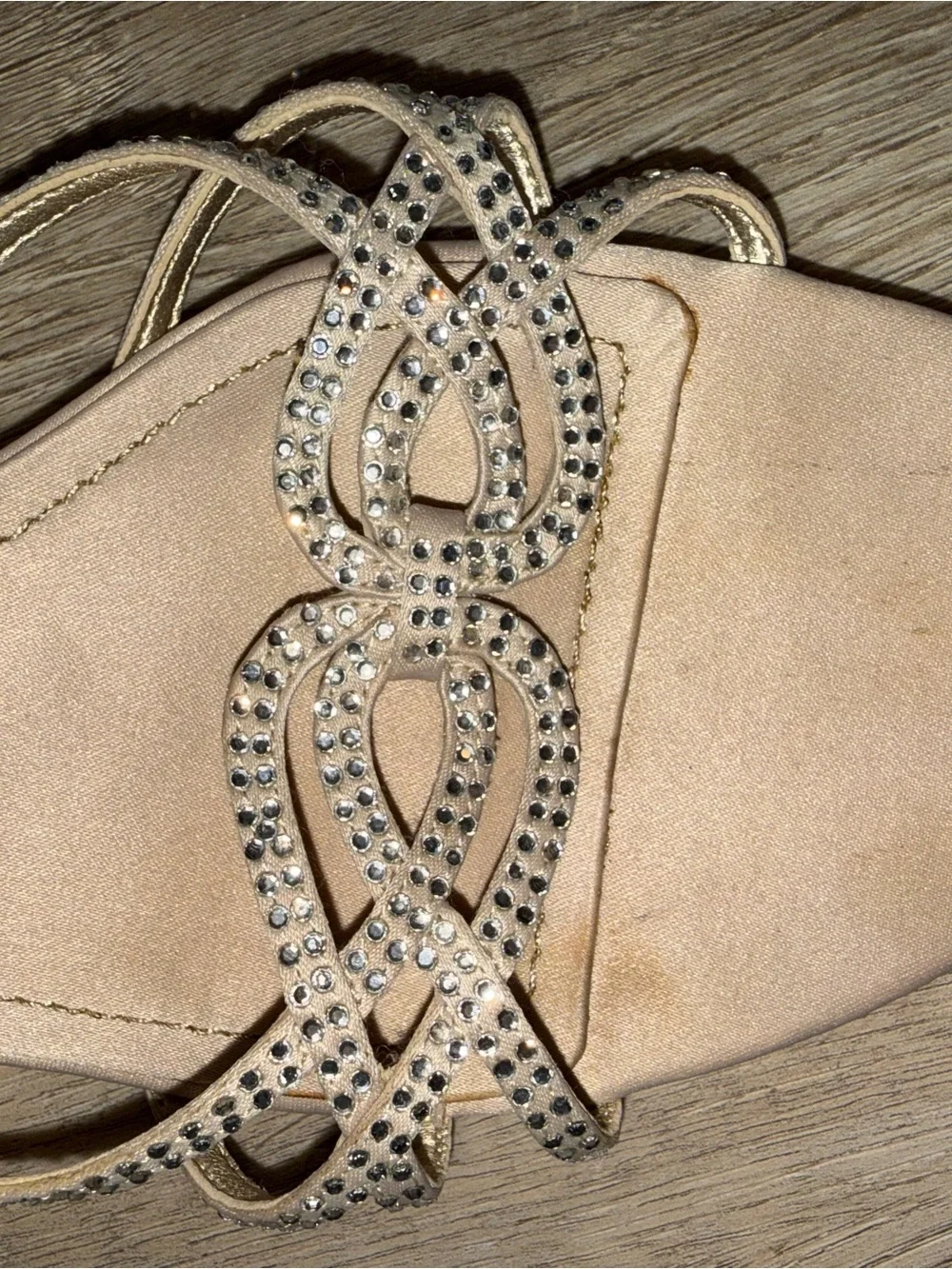 Nina Nude Pink Rhinestone Strappy Sandals - Picture 2 of 6